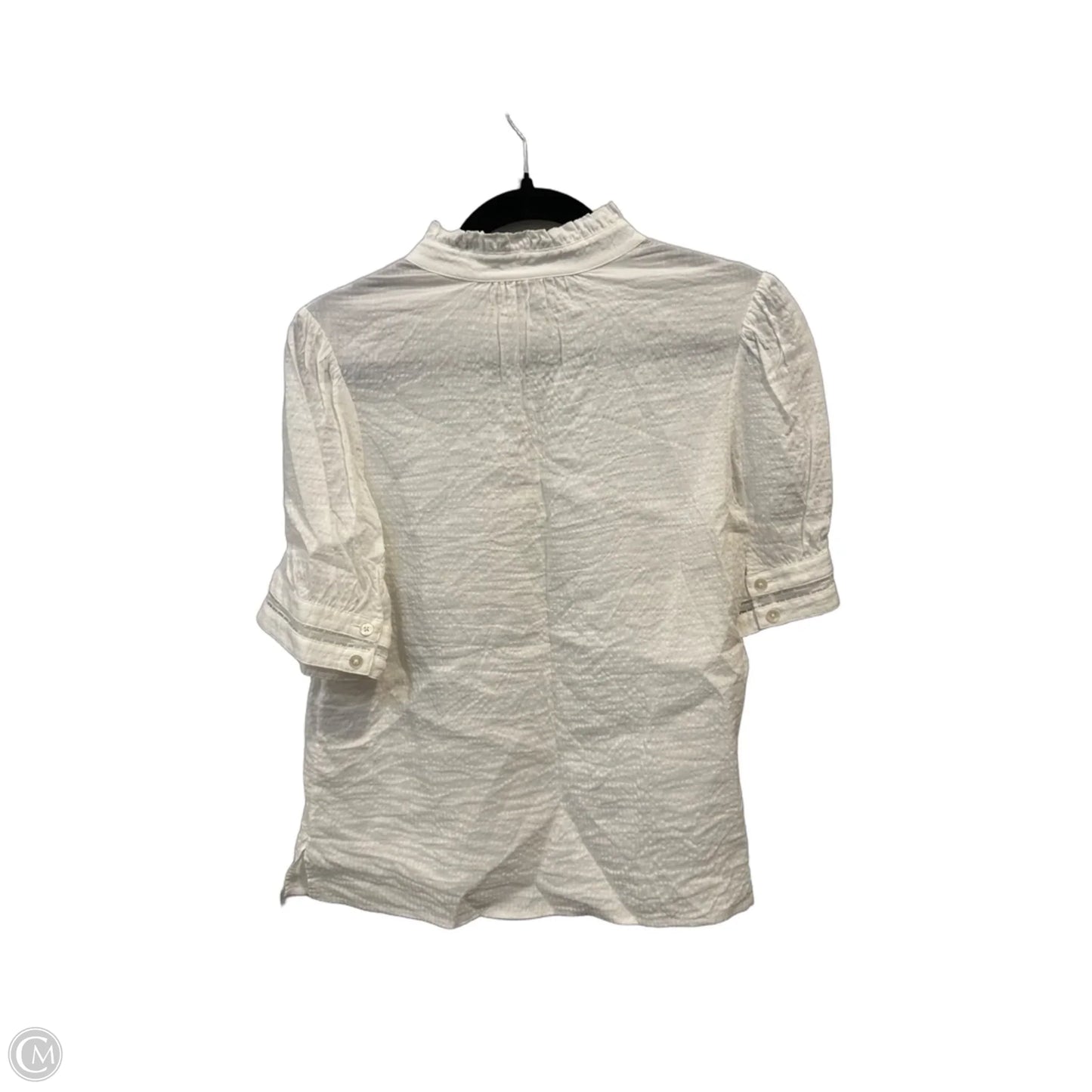 Blouse Short Sleeve By Frame In White, Size: L