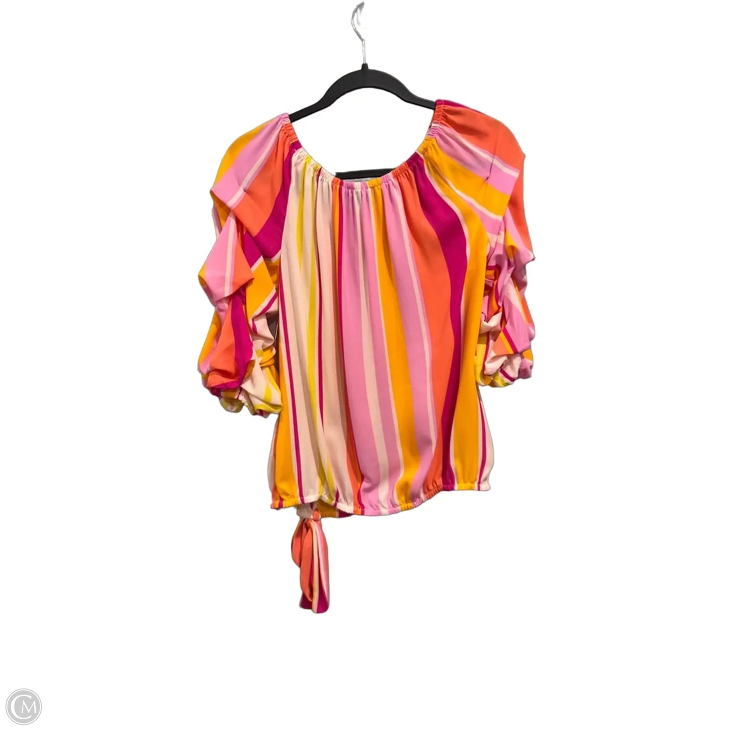 Blouse Short Sleeve By Cece In Striped Pattern, Size: M