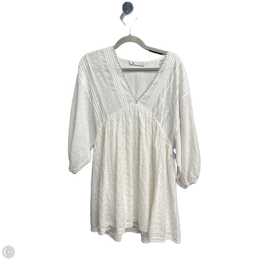Dress Casual Midi By Zara In Blue & White, Size: S