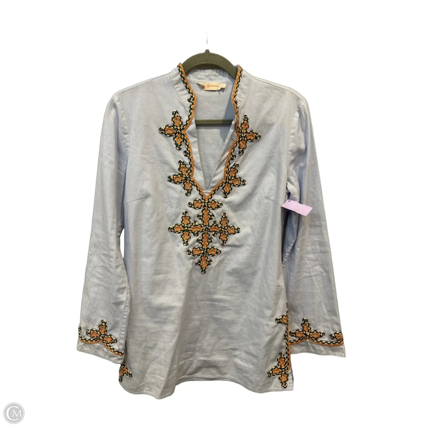 Top Long Sleeve Designer By Tory Burch In Blue, Size: S