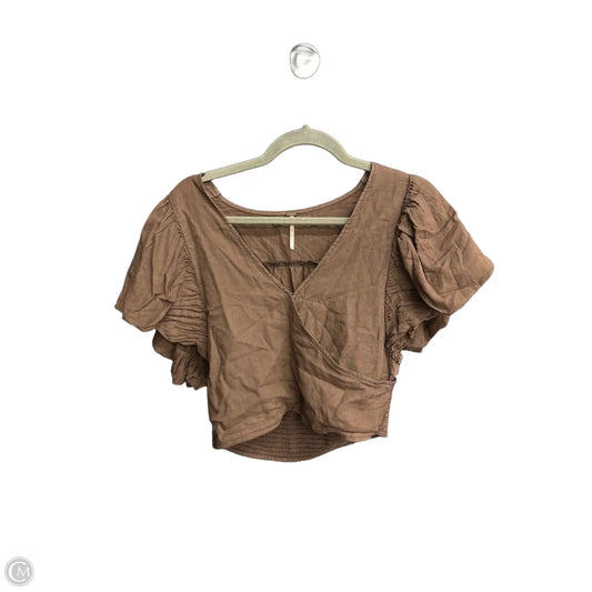 Blouse Short Sleeve By Free People In Brown, Size: L