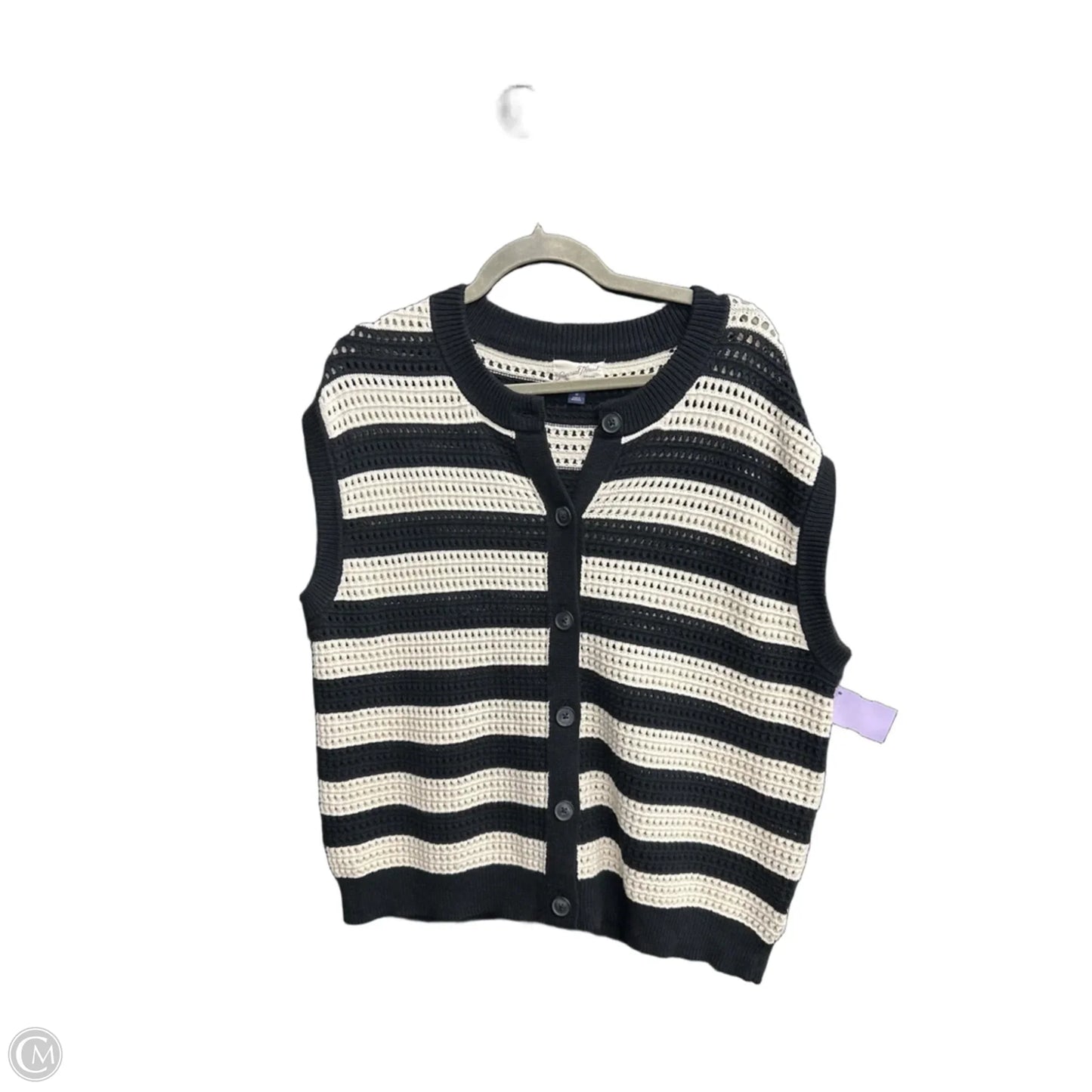 Sweater Short Sleeve By Universal Thread In Black & Cream, Size: M