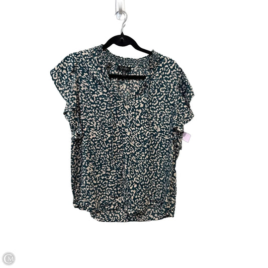 Blouse Short Sleeve By Jessica Simpson In Cream & Green, Size: M