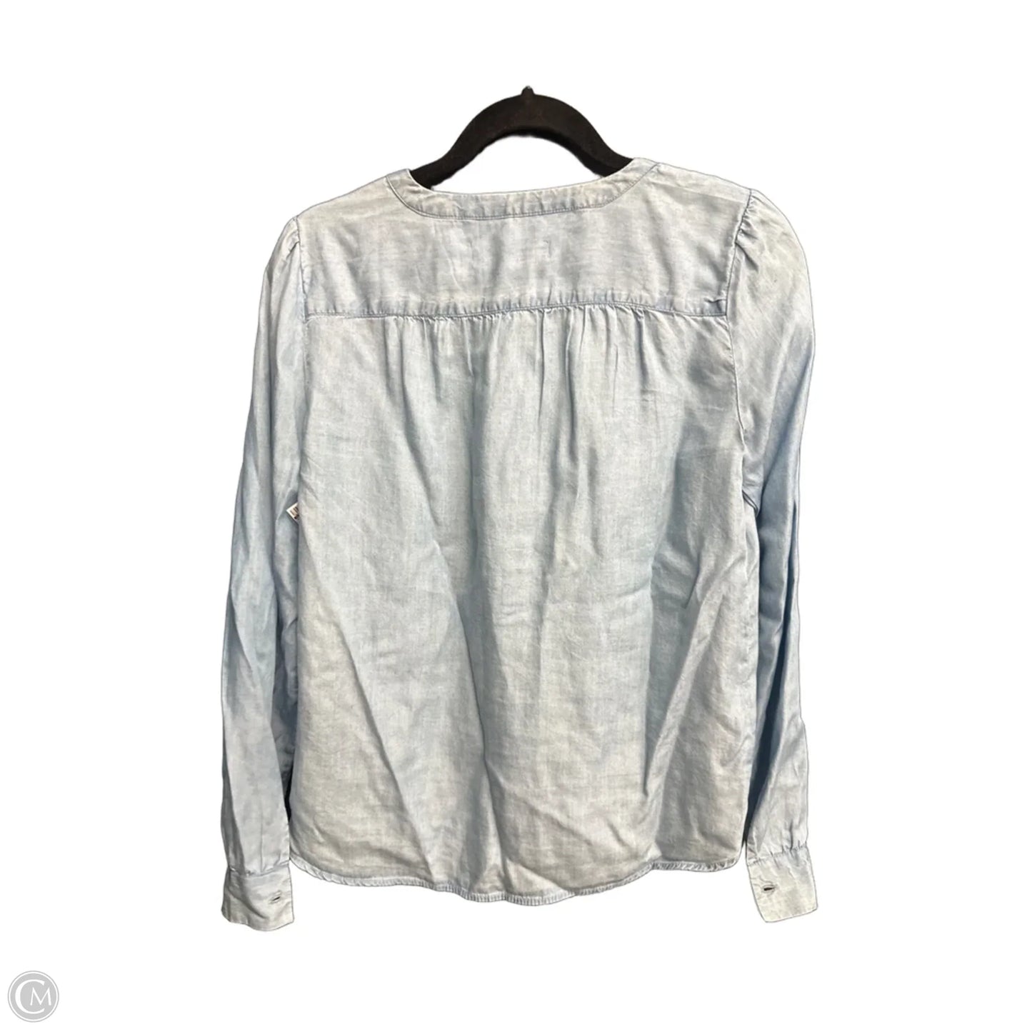 Blouse Long Sleeve By Loft In Blue Denim, Size: Xs