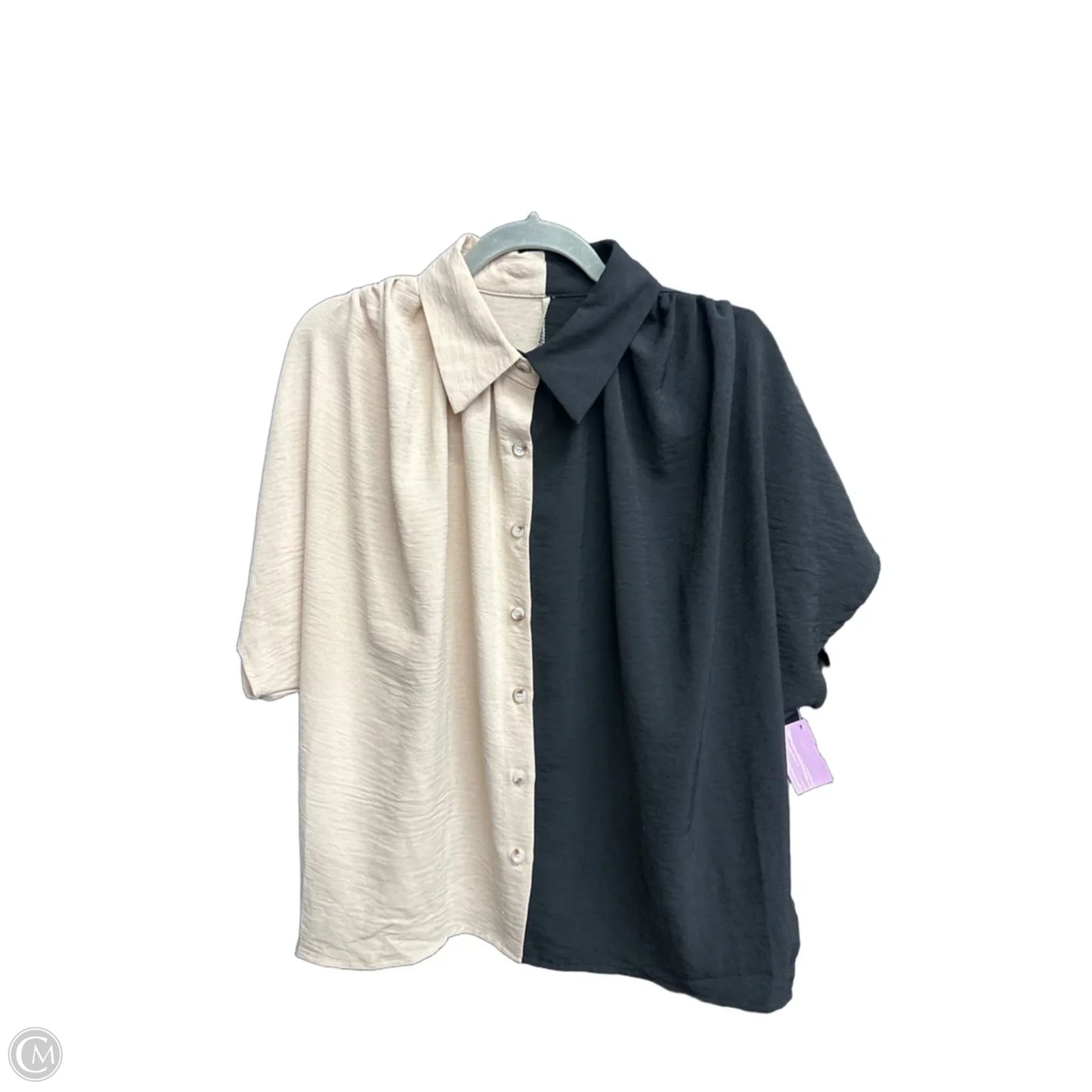 Top Short Sleeve By Shein In Black & Brown, Size: M