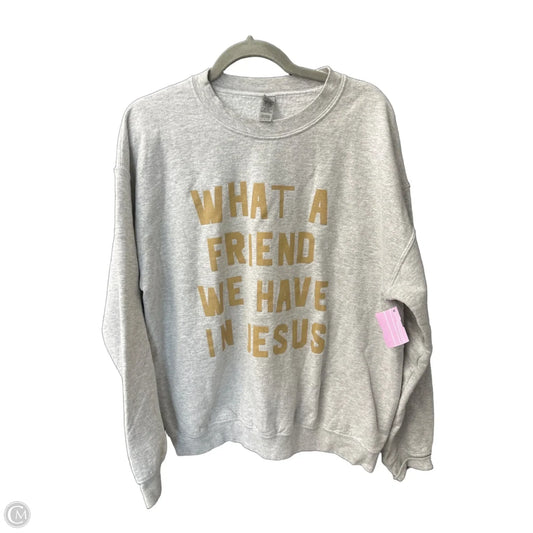 Sweatshirt Crewneck By Gildan In Grey & Yellow, Size: L