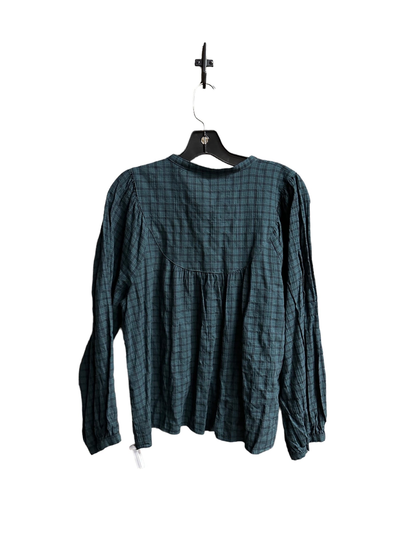 Top Long Sleeve By Madewell In Checkered Pattern, Size: L