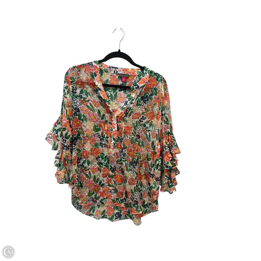 Top 3/4 Sleeve By Vince Camuto In Floral Print, Size: M