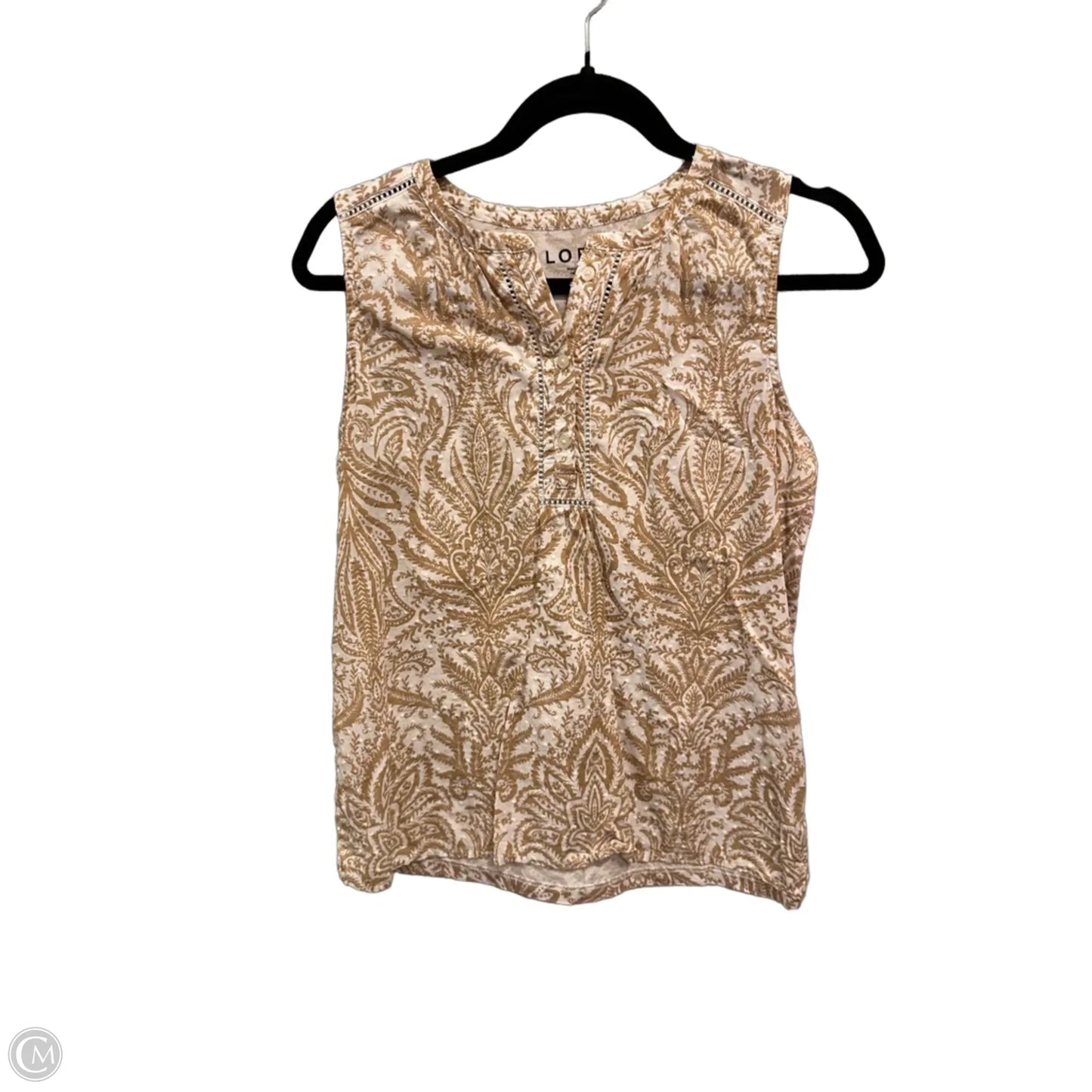 Top Sleeveless By Loft In Tan & White, Size: S