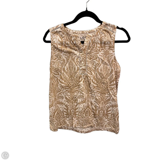 Top Sleeveless By Loft In Tan & White, Size: S