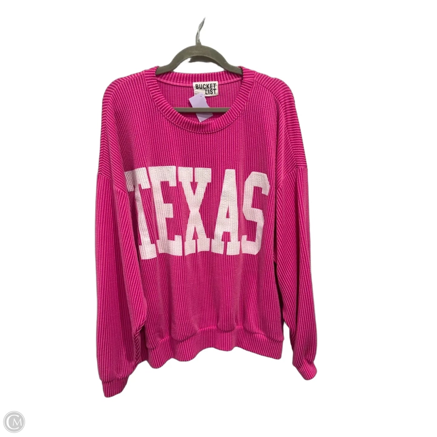 Top Long Sleeve By Bucketlist In Pink & White, Size: L