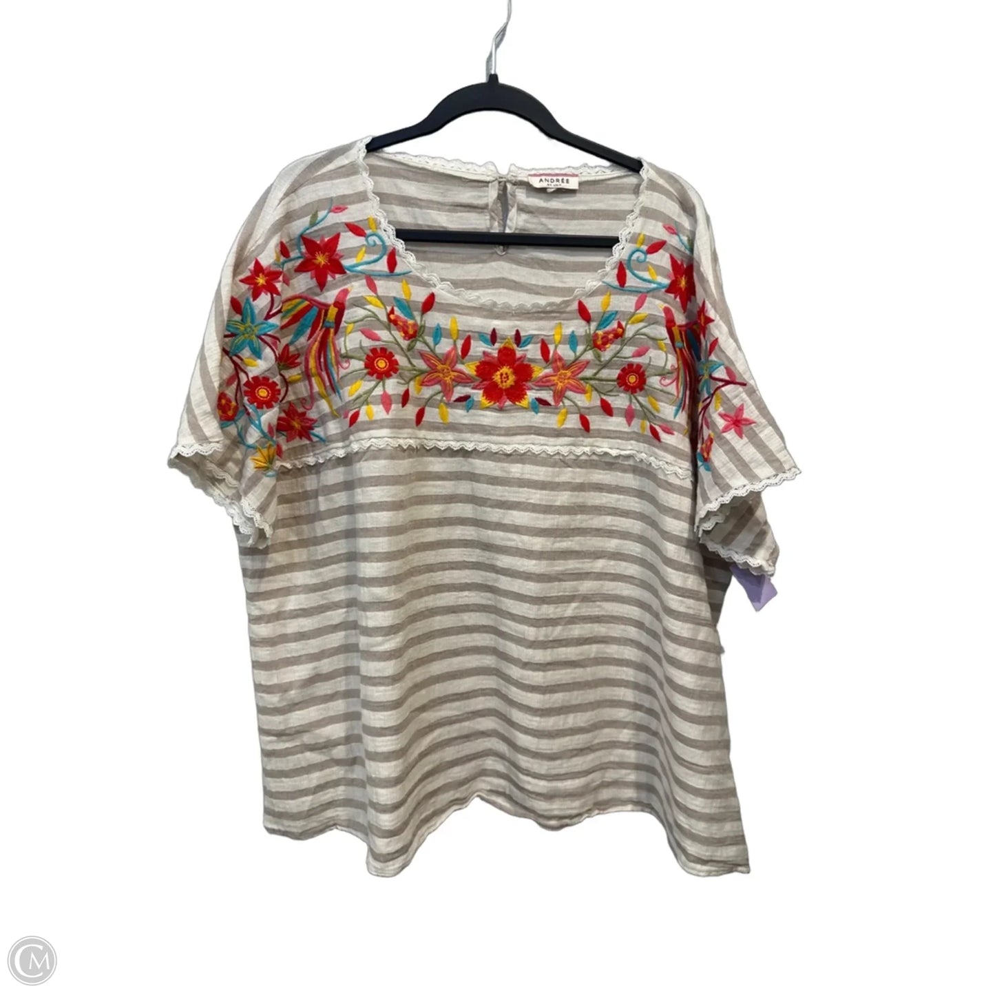 Top Short Sleeve By Andree By Unit In Striped Pattern, Size: 3x