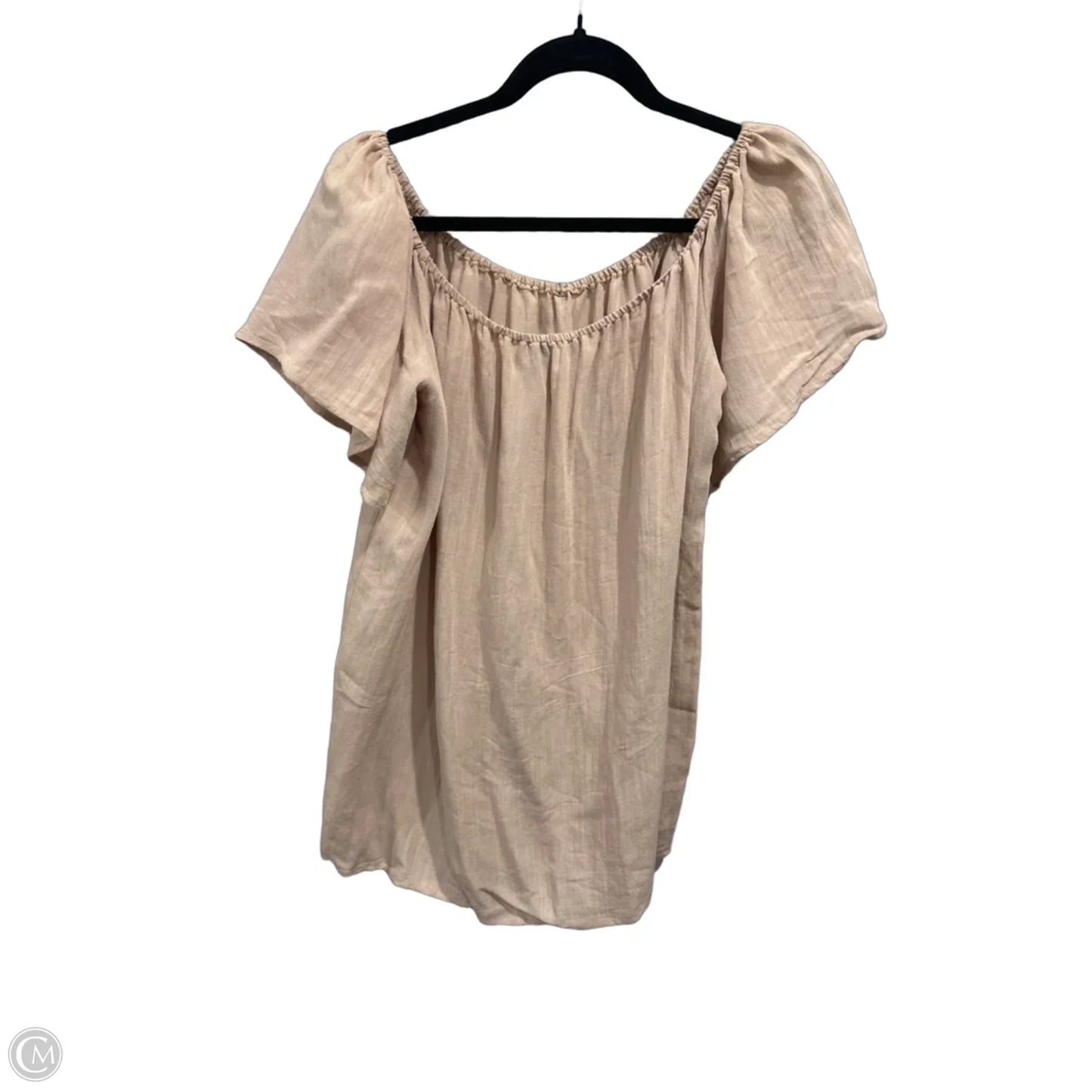 Top Short Sleeve By Love J In Beige, Size: Xl