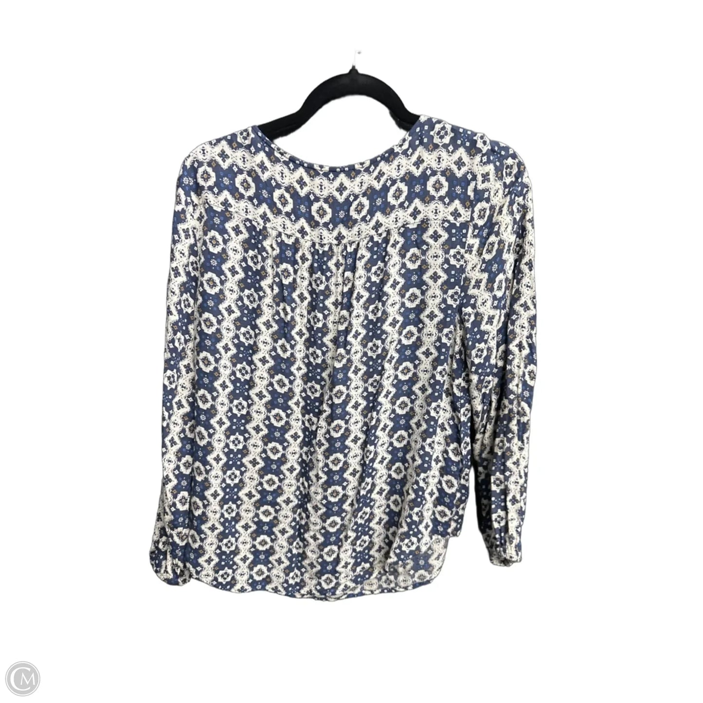 Top Long Sleeve By Lucky Brand In Blue & Cream, Size: L