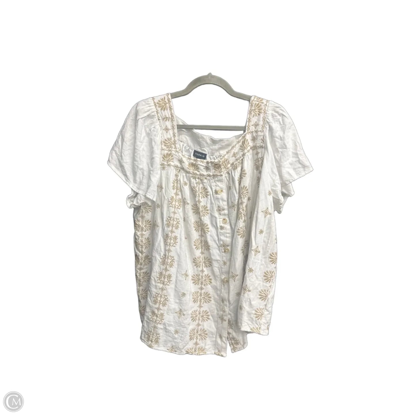 Top Short Sleeve By Torrid In Brown & White, Size: 2x