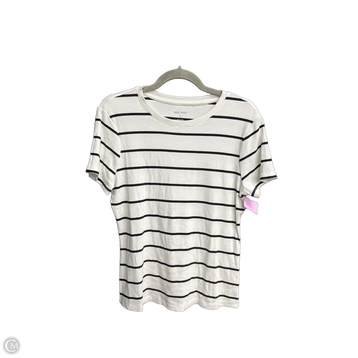 Top Short Sleeve Basic By Nine West In Striped Pattern, Size: L