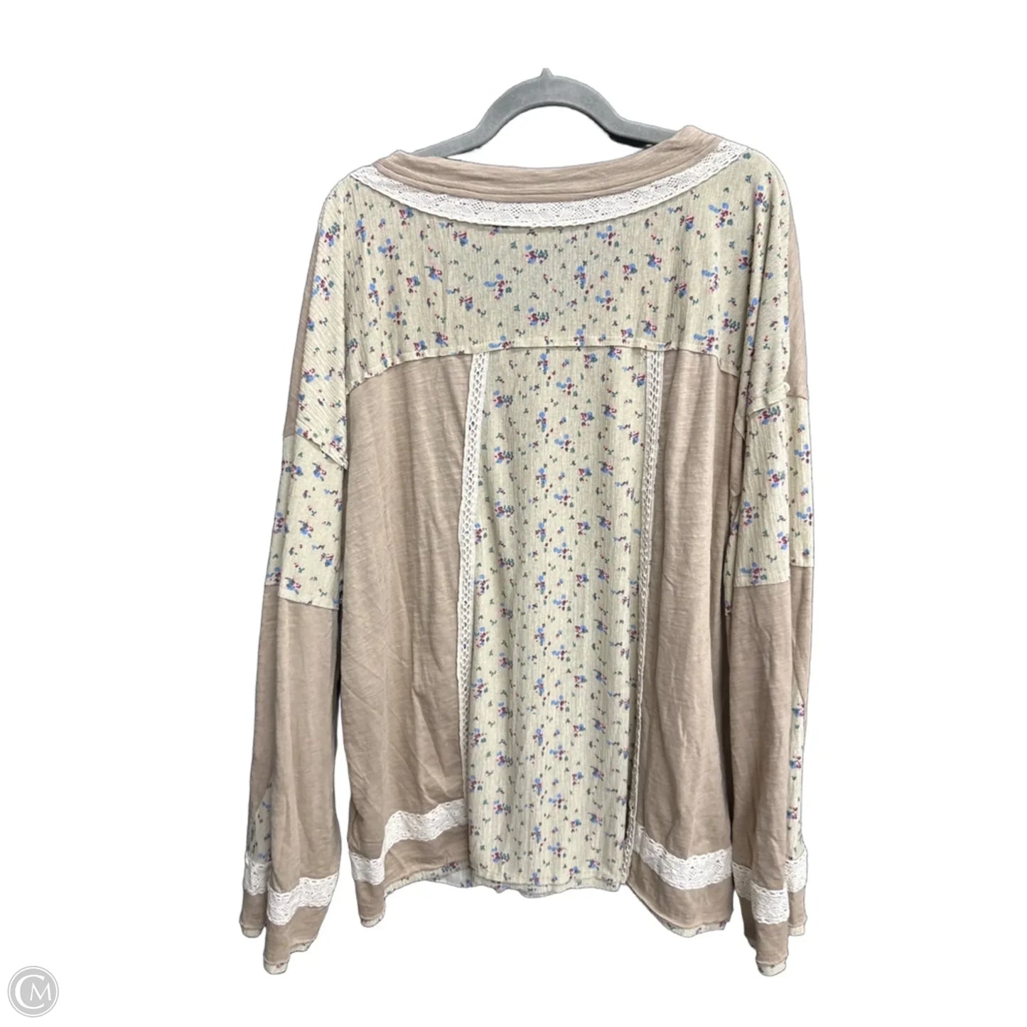Top Long Sleeve By Shein In Brown & Cream, Size: 4x