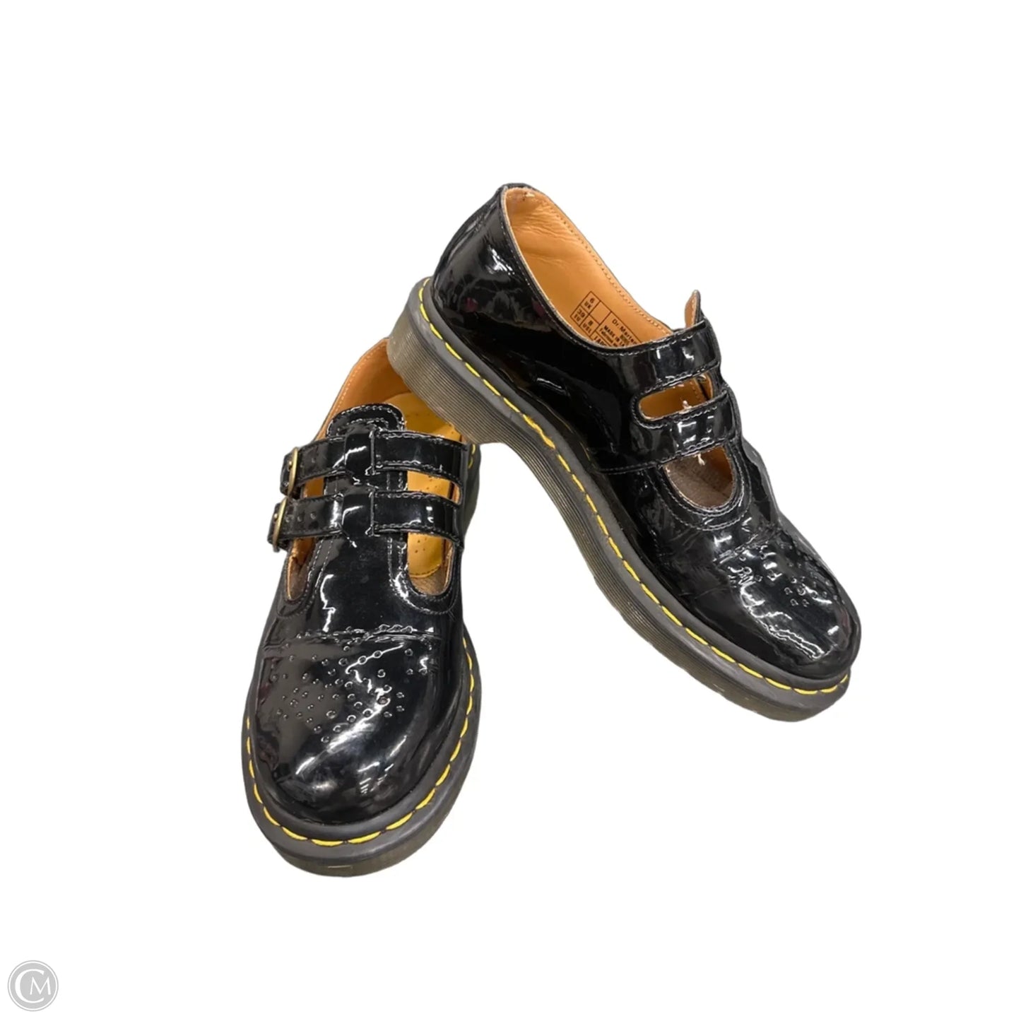 Shoes Flats By Dr Martens In Black & Yellow, Size: 8