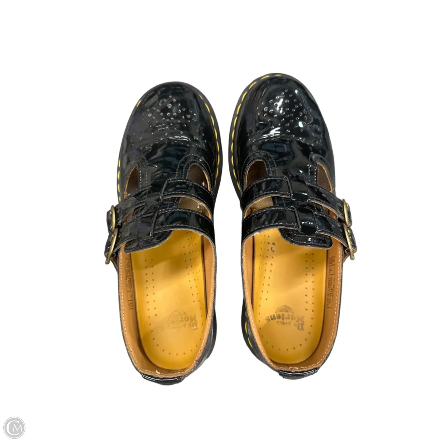 Shoes Flats By Dr Martens In Black & Yellow, Size: 8