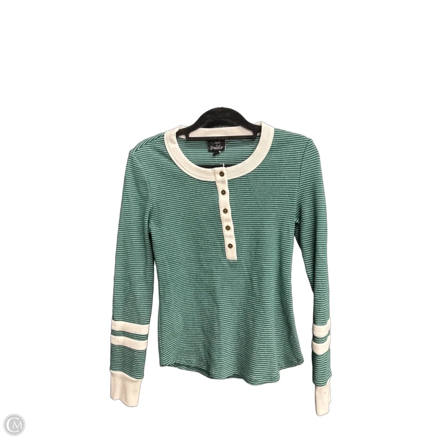 Top Long Sleeve By Clothes Mentor In Green & White, Size: M
