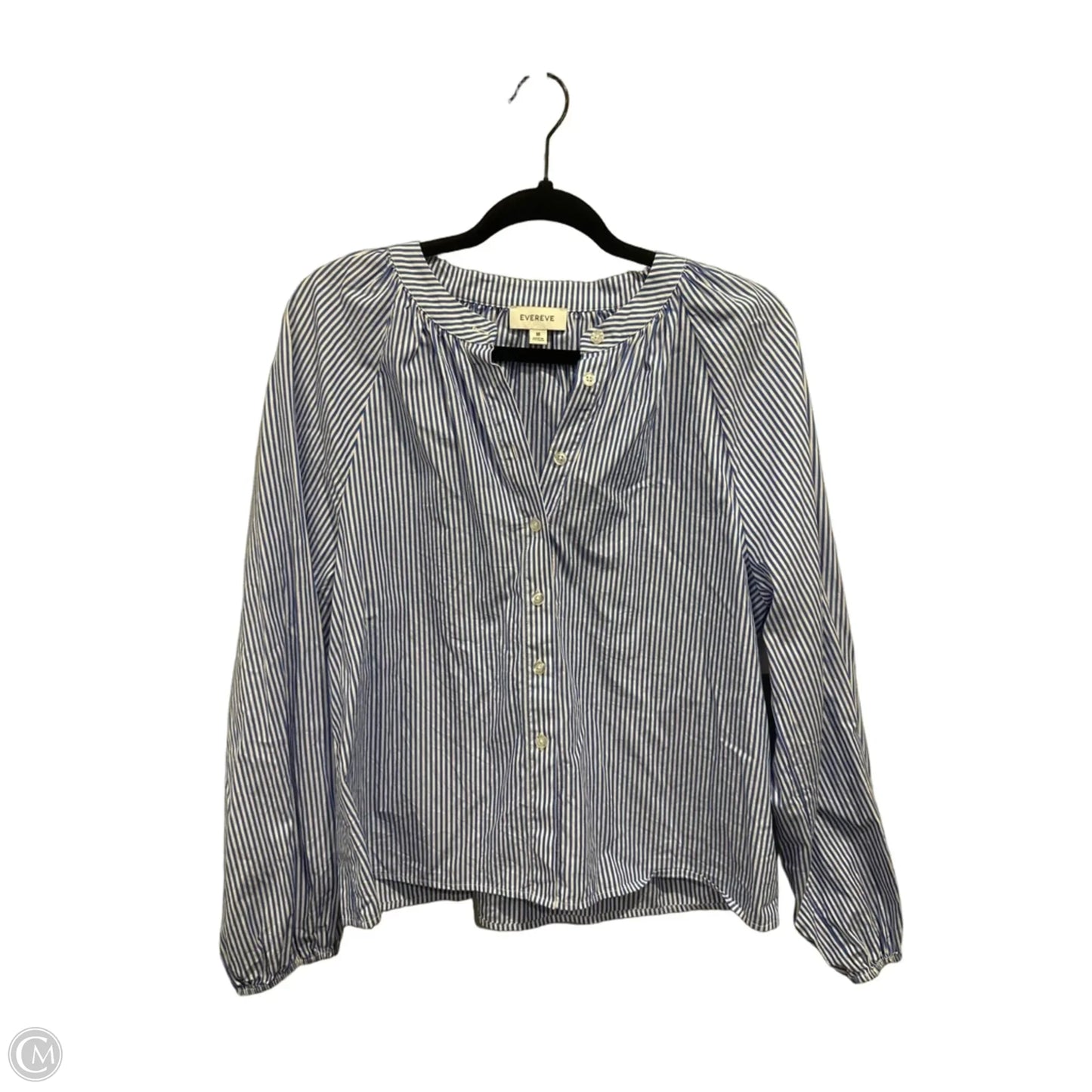 Top Long Sleeve By Evereve In Striped Pattern, Size: M