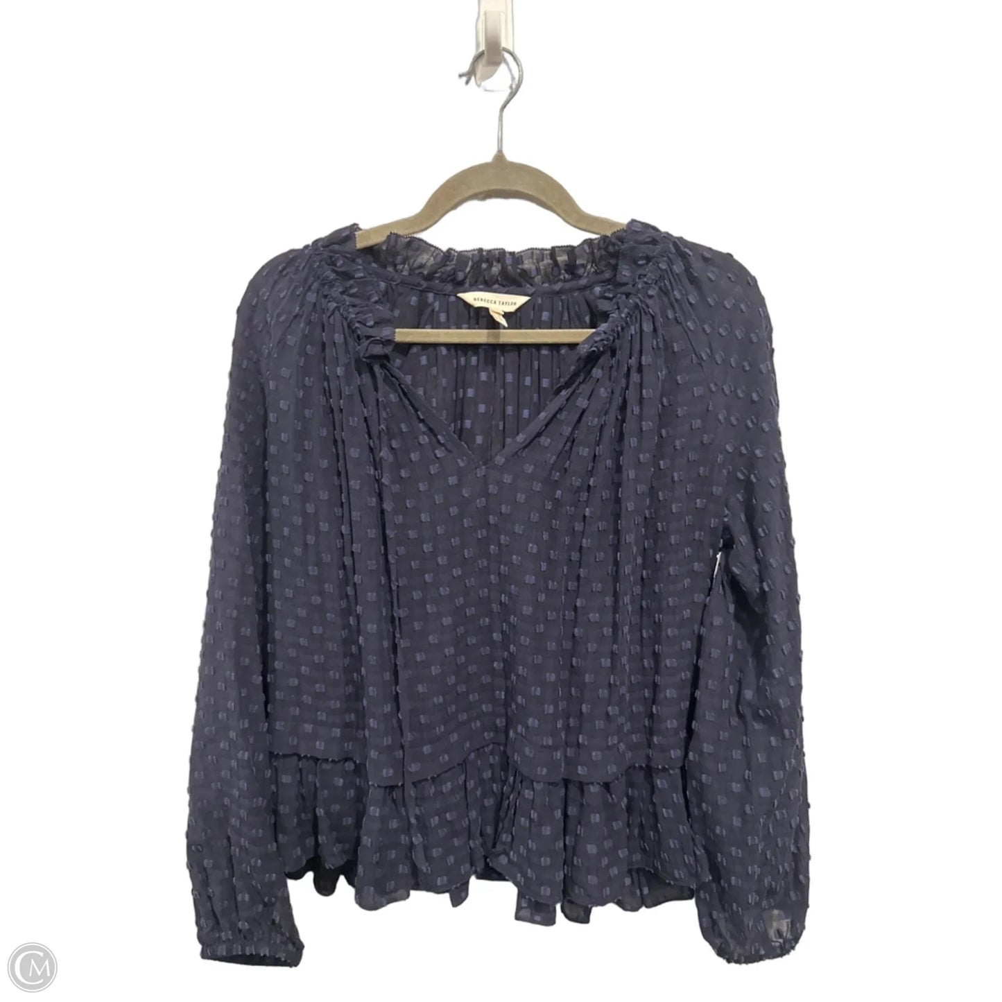 Top Long Sleeve By Rebecca Taylor In Navy, Size: S