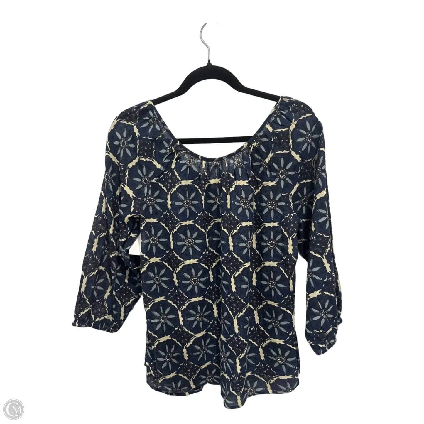 Top Long Sleeve By Clothes Mentor In Blue & Cream, Size: M
