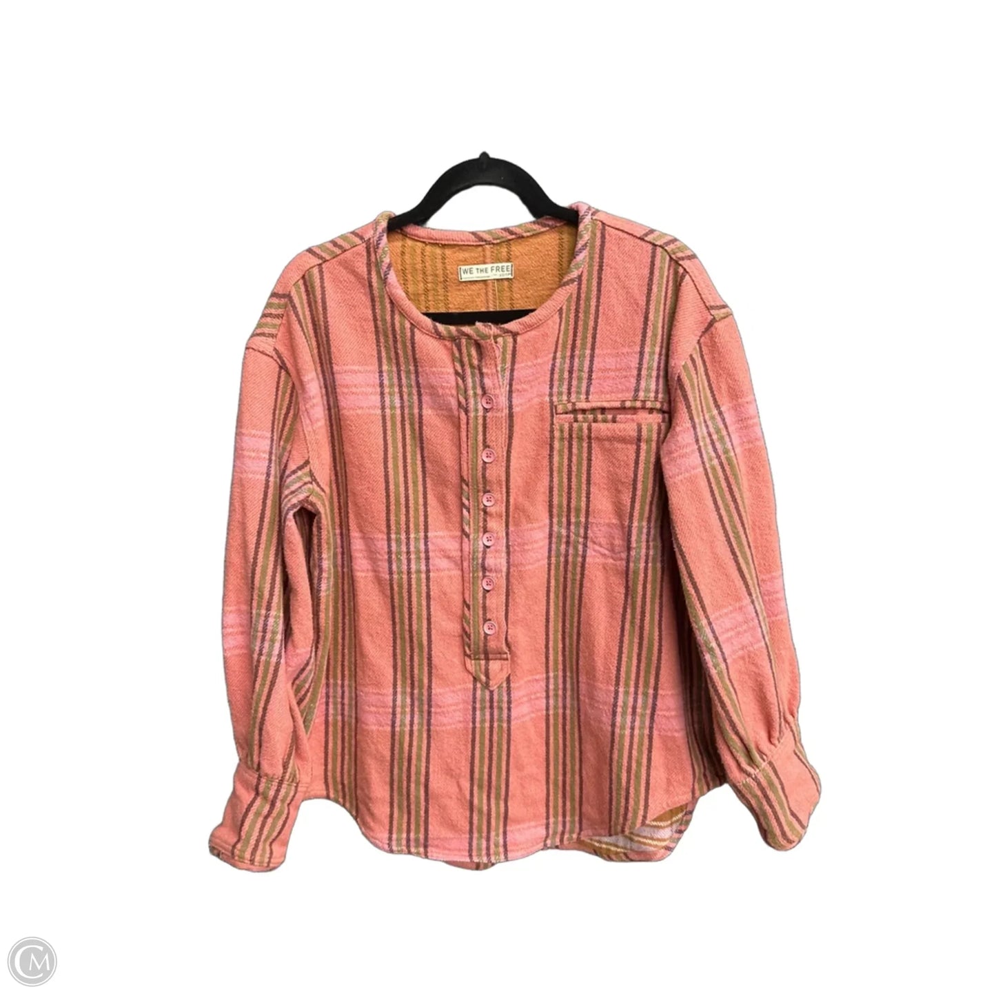 Top Long Sleeve By We The Free In Green & Pink, Size: Xs