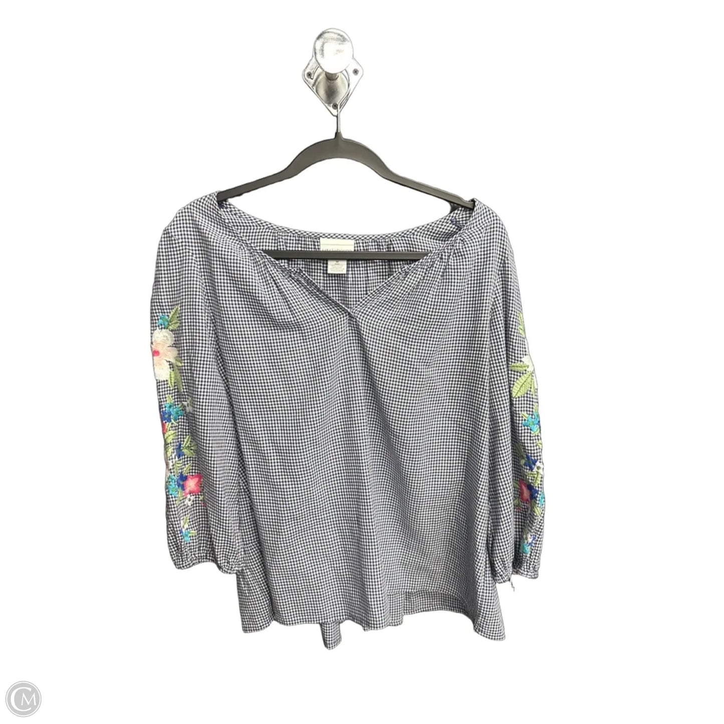 Top Long Sleeve By Liz Claiborne In Checkered Pattern, Size: M