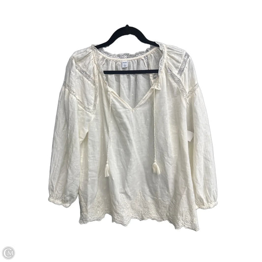 Top Long Sleeve By Old Navy In Cream, Size: L