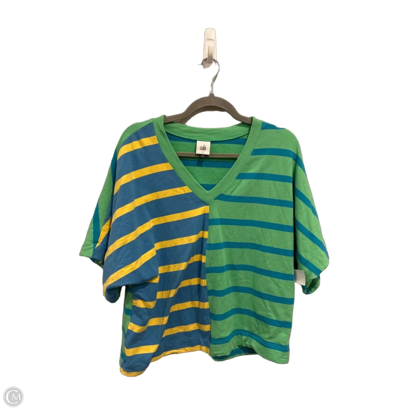 Top Short Sleeve By Cabi In Striped Pattern, Size: S
