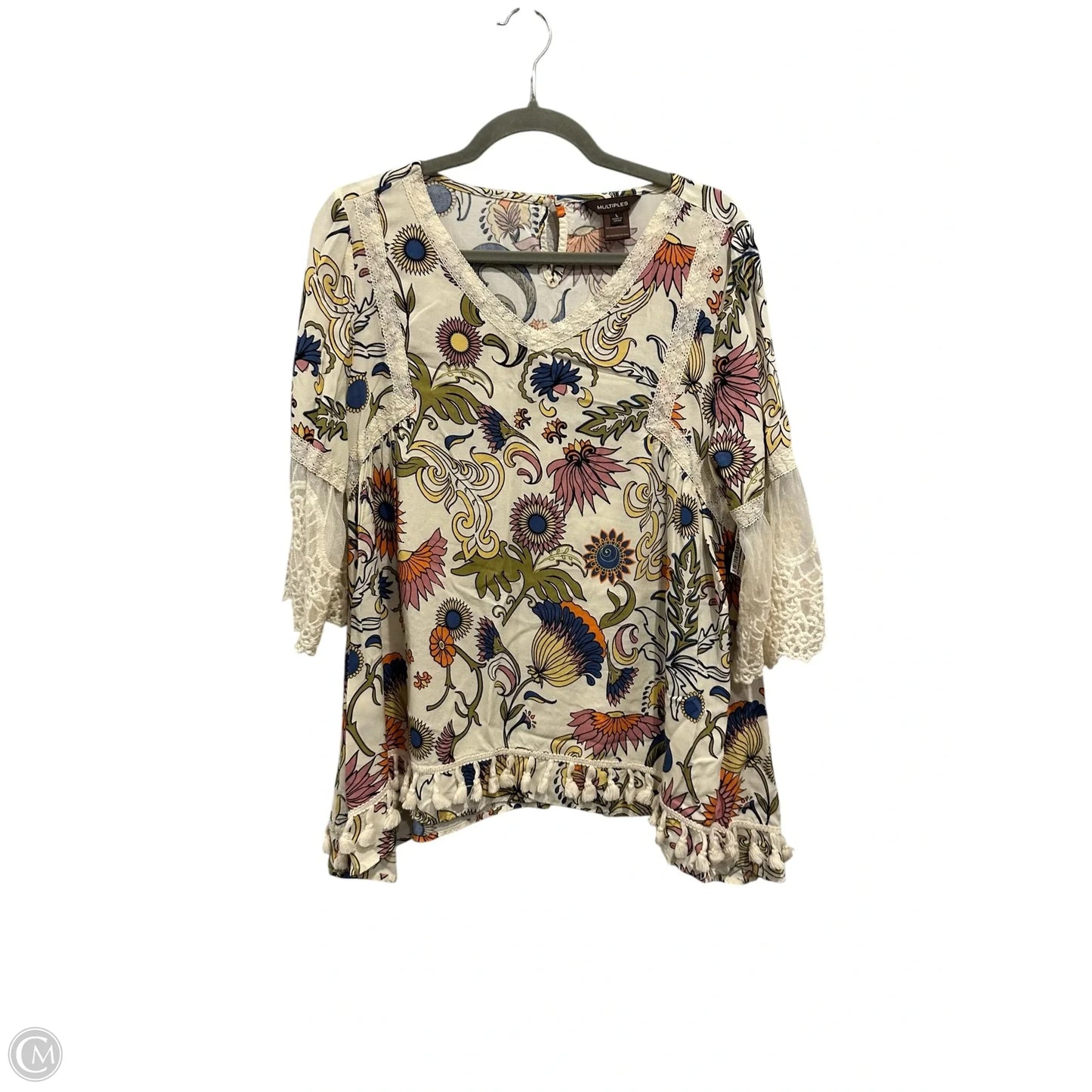 Top Long Sleeve By Multiples In Floral Print, Size: L