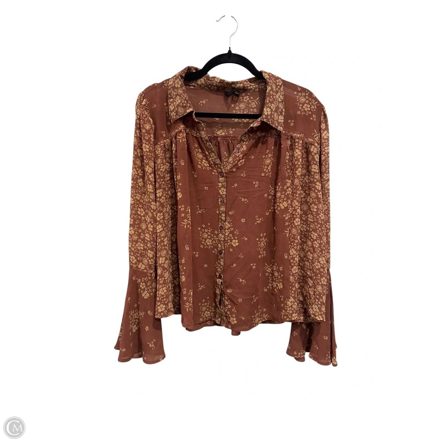Top Long Sleeve By Versona In Brown, Size: Xl
