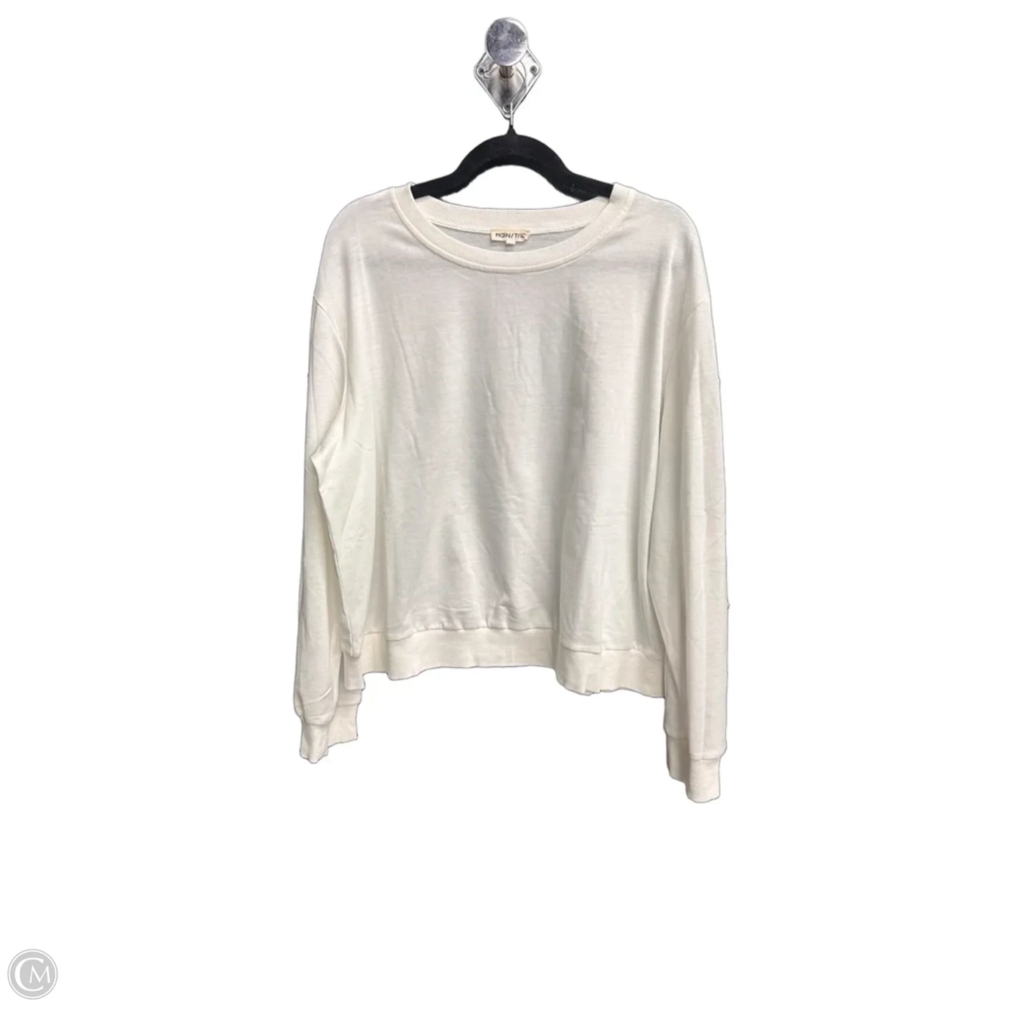 Top Long Sleeve By Main Strip In White, Size: L