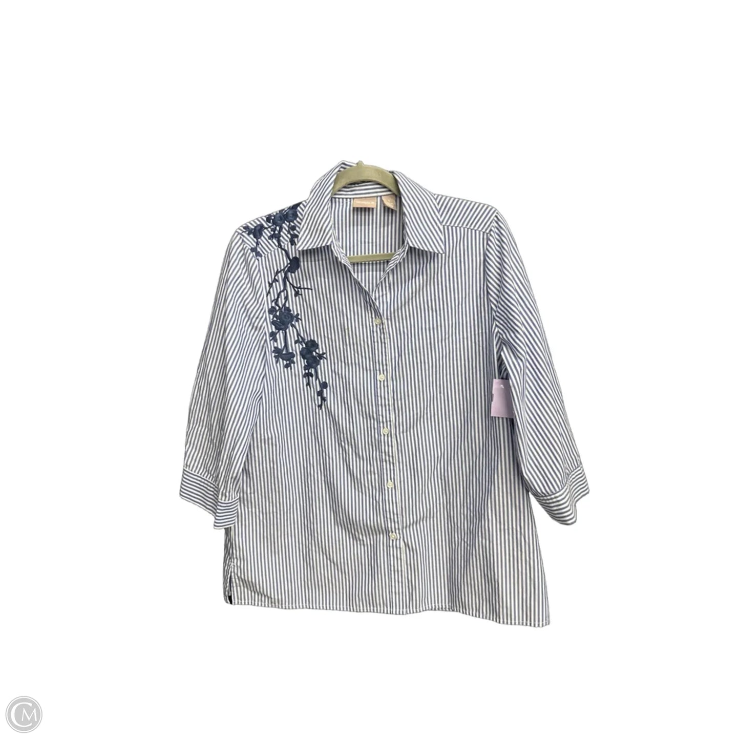Top Long Sleeve By Chicos In Striped Pattern, Size: L