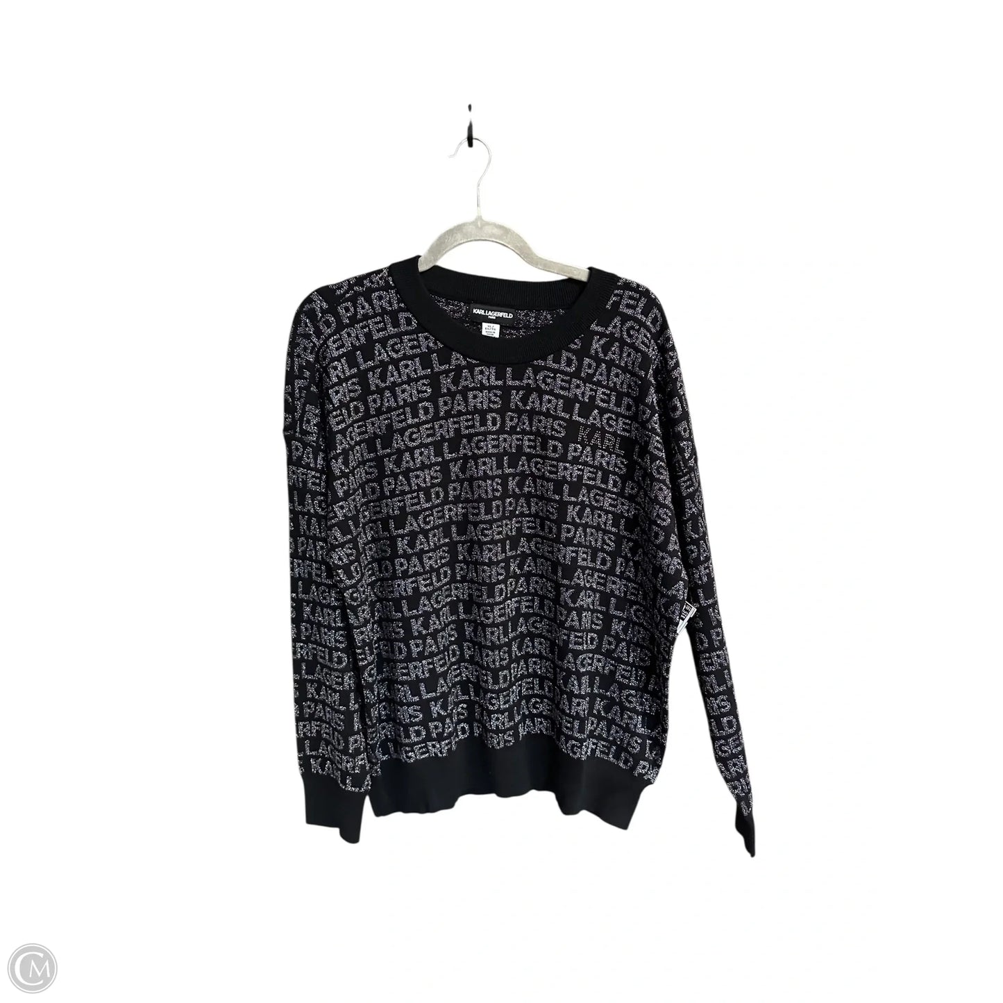 Sweater Designer By Karl Lagerfeld In Black & Silver, Size: Xl