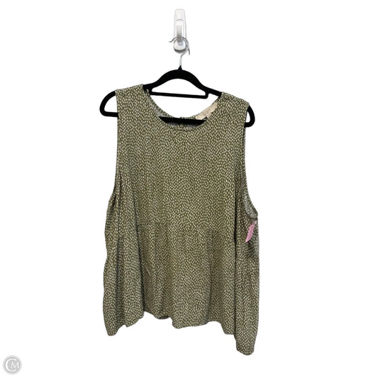 Top Sleeveless By Loft In Green & White, Size: Xl