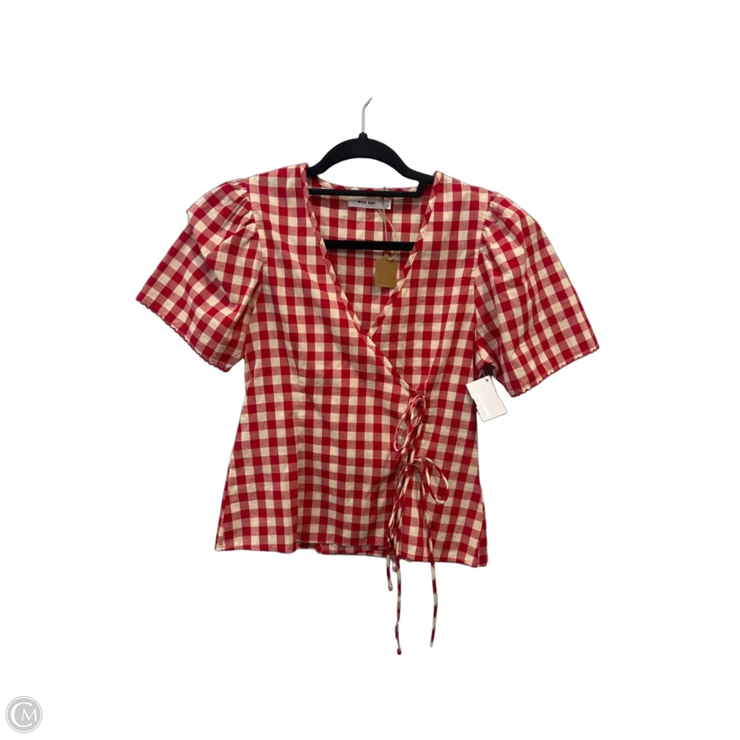 Top Short Sleeve By Mod Ref In Plaid Pattern, Size: S