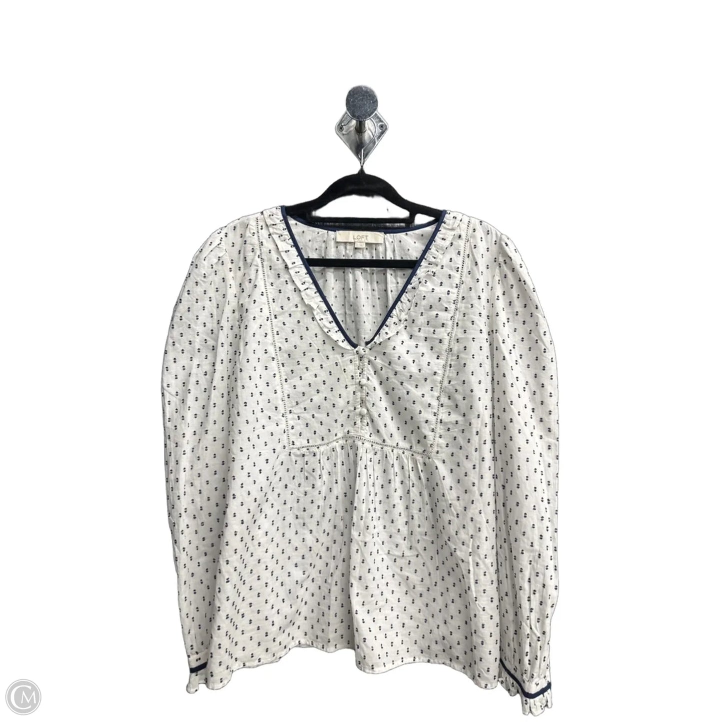 Top Long Sleeve By Loft In White, Size: L