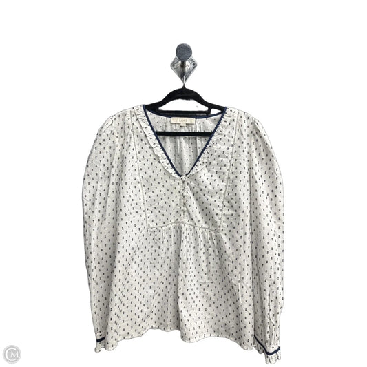 Top Long Sleeve By Loft In White, Size: L