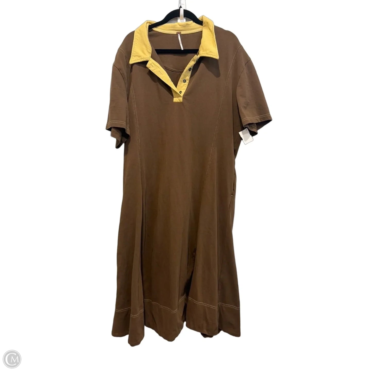 Dress Casual Maxi By Free People In Brown & Yellow, Size: L