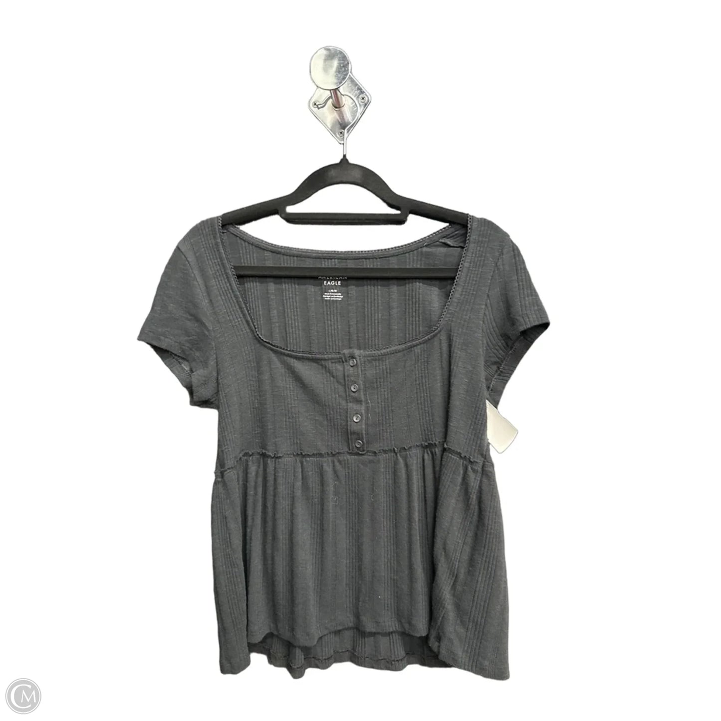 Top Short Sleeve By American Eagle In Black, Size: L