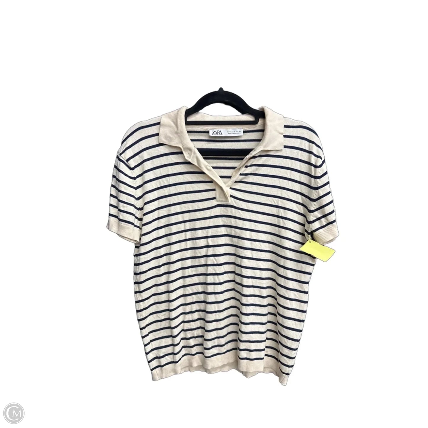 Top Short Sleeve By Zara In Striped Pattern, Size: S