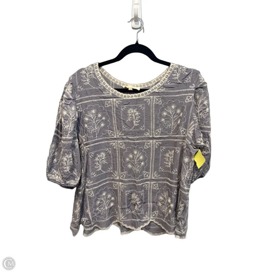 Top Short Sleeve By Solitaire In Cream & Grey, Size: Xl