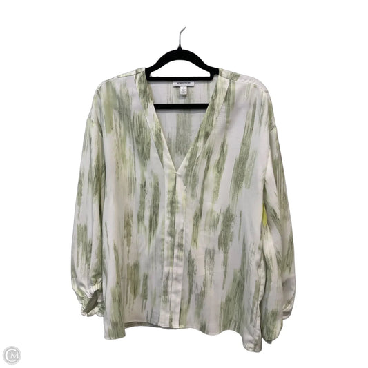 Top Long Sleeve By Nordstrom In Green & White, Size: Xs