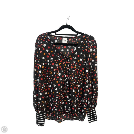 Top Long Sleeve By Cabi In Floral Print, Size: Xs