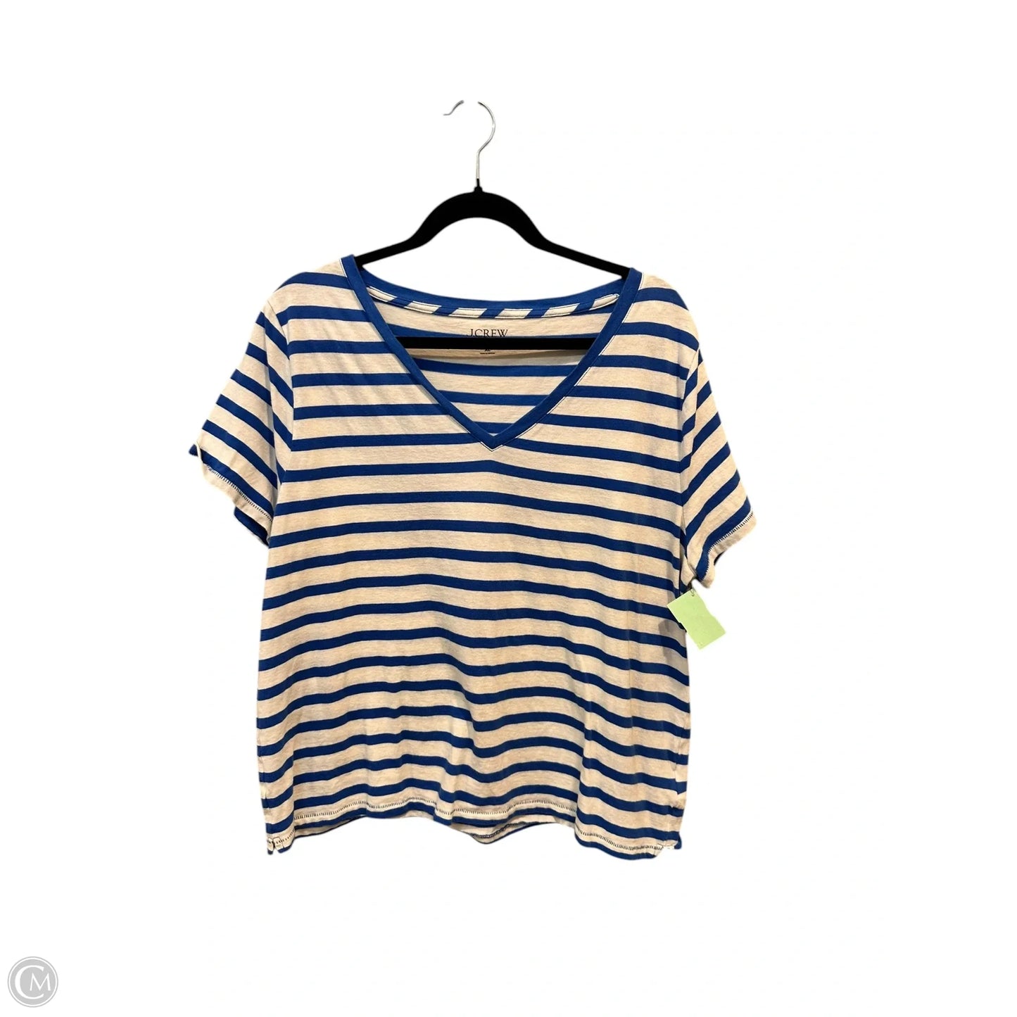 Top Short Sleeve By J. Crew In Blue & White, Size: Xl