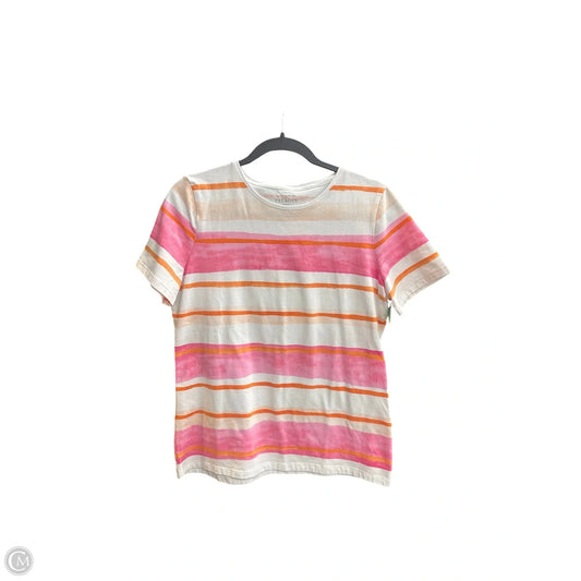 Top Short Sleeve By Talbots In Pink & White, Size: Lp
