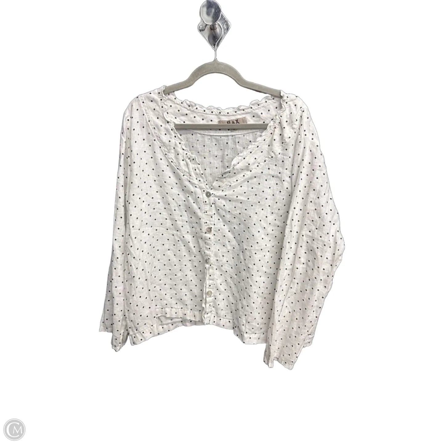 Top Long Sleeve By Flax In Polkadot Pattern, Size: L