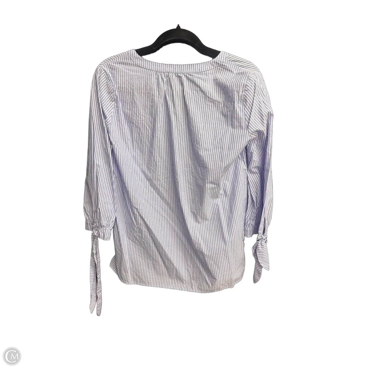 Top Short Sleeve By Ann Taylor In Blue & White, Size: S